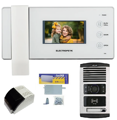 خرید پکیج کامل آیفون تصویری با مانیتور 4/3 اینچ مدل 1096 و پنل کارتی RFID1086 الکتروپیک