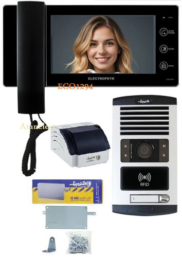 خرید پکیج کامل آیفون تصویری الکتروپیک ECO 1294 با پنل RFID 1086، منبع تغذیه V1-386 و قفل زنجیری 671