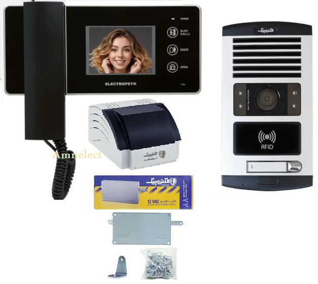 پکیج کامل آیفون تصویری الکتروپیک با مانیتور 1196 و پنل RFID 1086